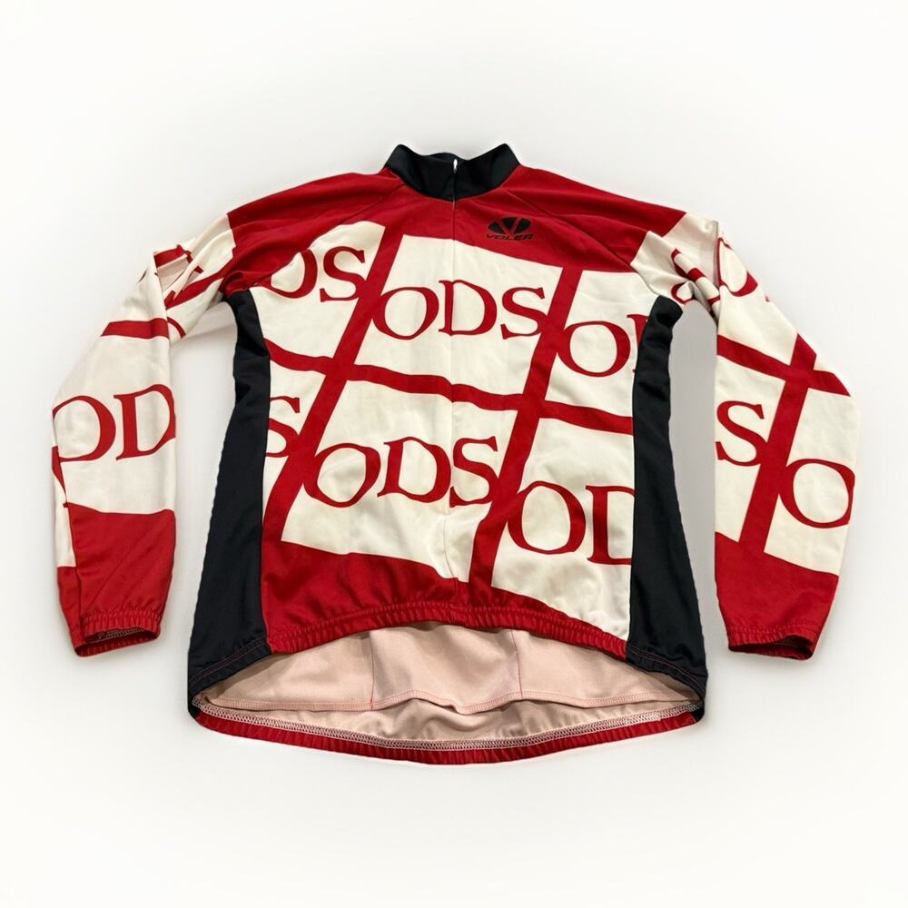 Vintage Voler Mens Red White ODS 3/4 Zip Cycling Long Sleeve Jersey Size L USA